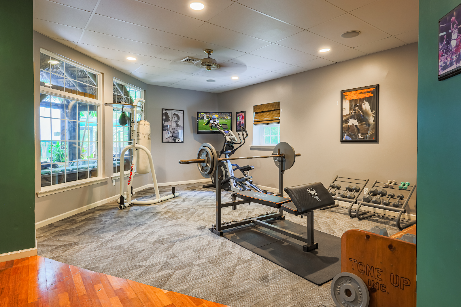 Private Gym with Views of Waterfalls and Tropical Landscape